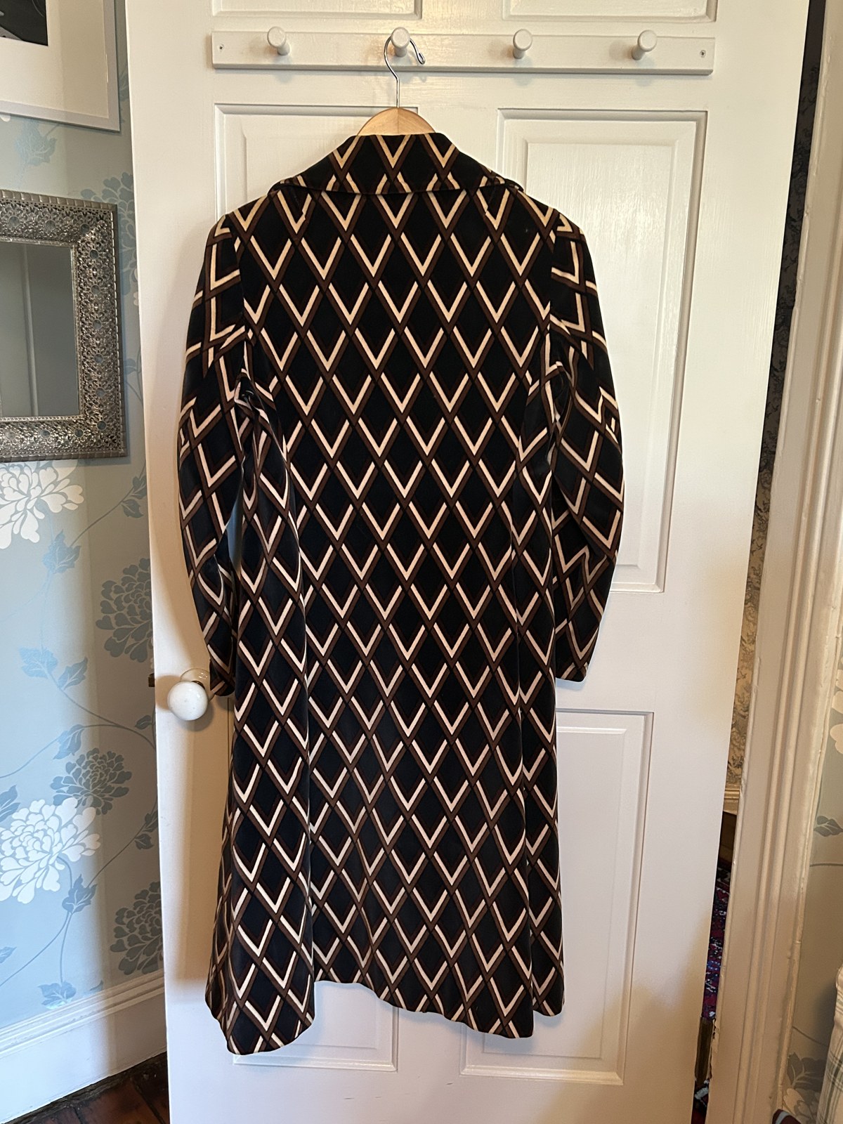 1970s Harlequin Velvet Midi Coat, image 3