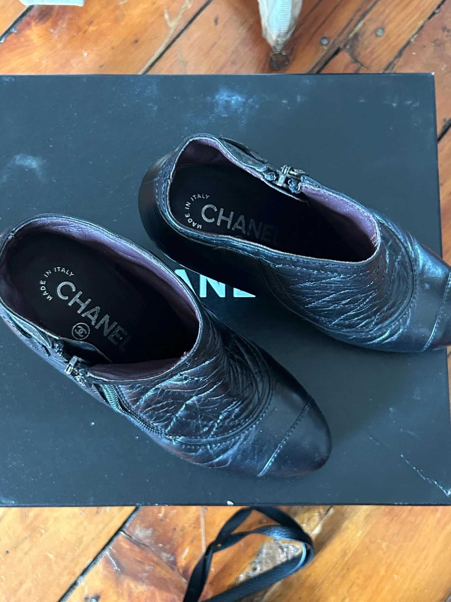 Chanel Black Quilted Cap Toe Ankle Booties — image 3