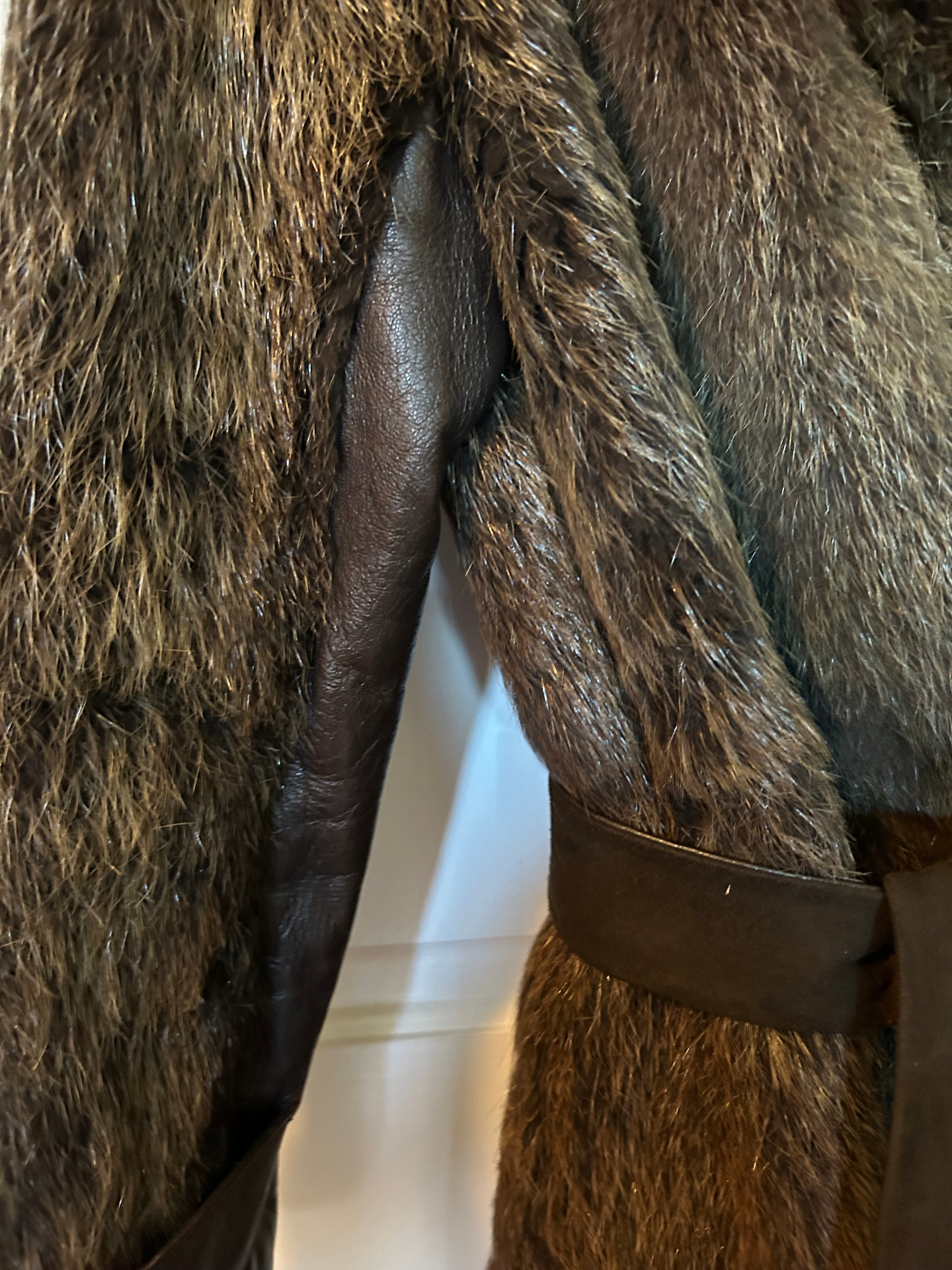 Swedish Possum and Leather Belted Coat — image 3