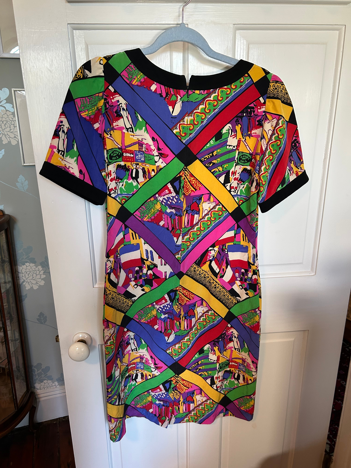 1980's Silk Colorful Print Short Sleeved Dress — image 2