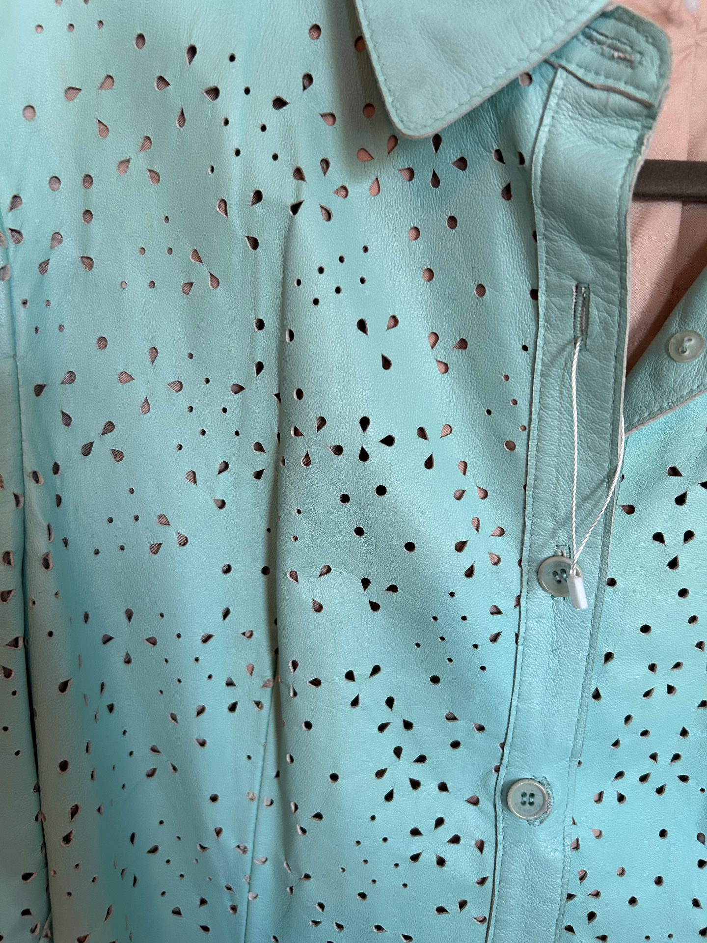 Sky Blue Cut Out Leather Jacket — image 3
